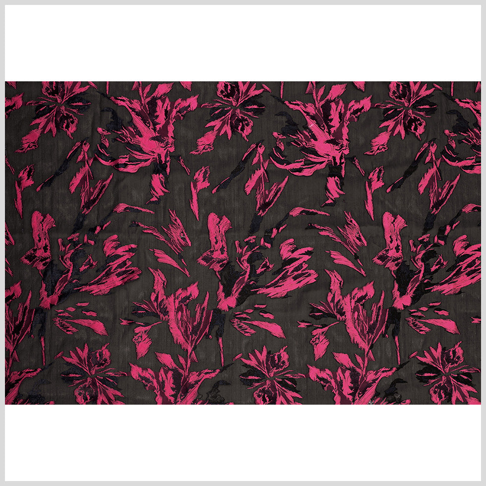 J. Mendel Beetroot Purple/Black Floral Silk Organza Full J. Mendel Beetroot Purple/Black Floral Silk Organza Full