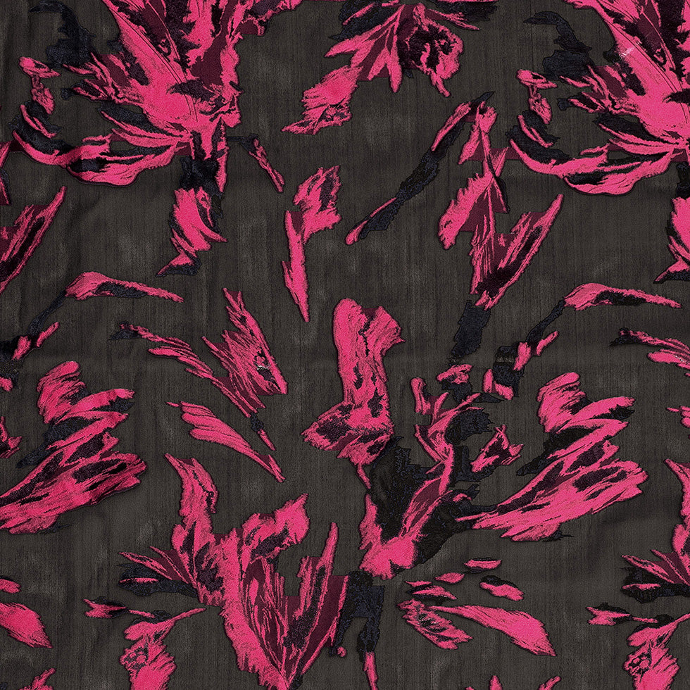 J. Mendel Beetroot Purple/Black Floral Silk Organza J. Mendel Beetroot Purple/Black Floral Silk Organza