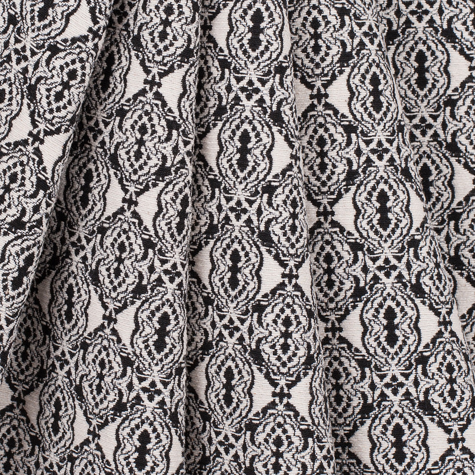 Black/Off-White Geometric Diamonds Cotton Jacquard Detail Black/Off-White Geometric Diamonds Cotton Jacquard Detail