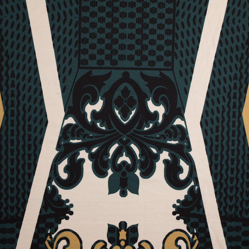 Black/Bayberry Ornamental Abstract Viscose Jersey Panels Black/Bayberry Ornamental Abstract Viscose Jersey Panels