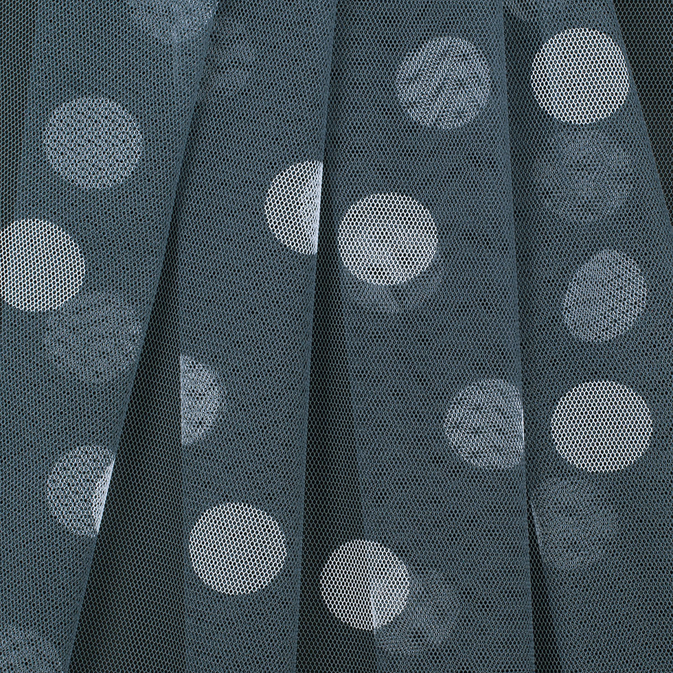 Grey/White Polka Dot Polyester Netting/Mesh - Folded Grey/White Polka Dot Polyester Netting/Mesh - Folded