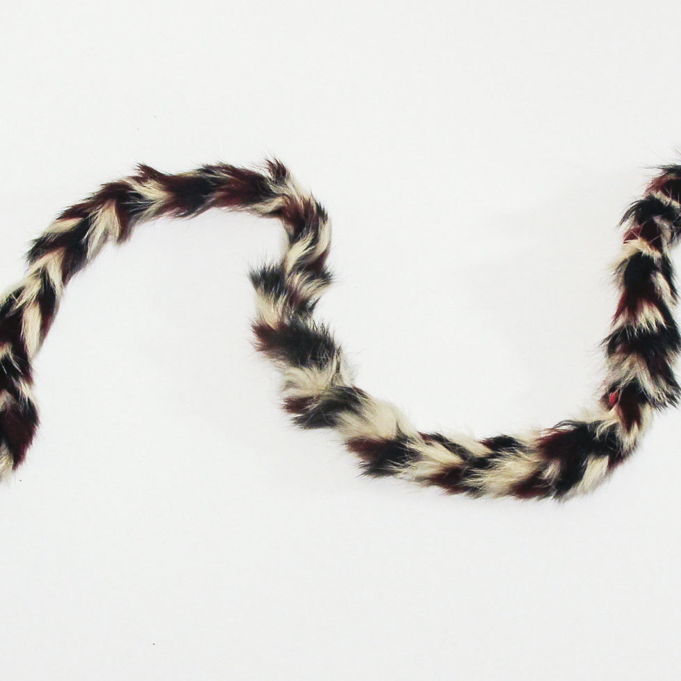 Braided Red Black and Ivory Rabbit Fur Trim - 1" Braided Red Black and Ivory Rabbit Fur Trim - 1"