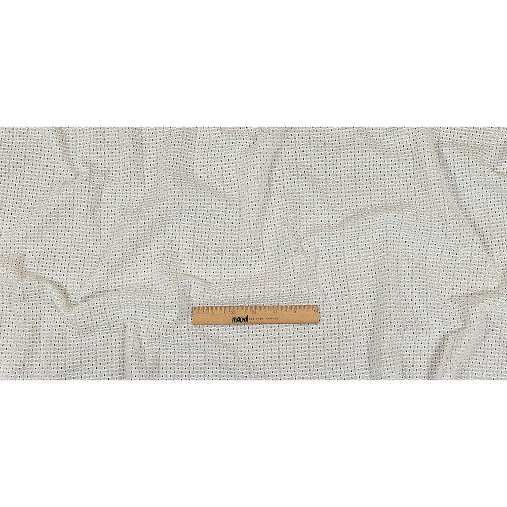White Diamond Lattice Embroidered Cotton Voile - Drape White Diamond Lattice Embroidered Cotton Voile - Drape