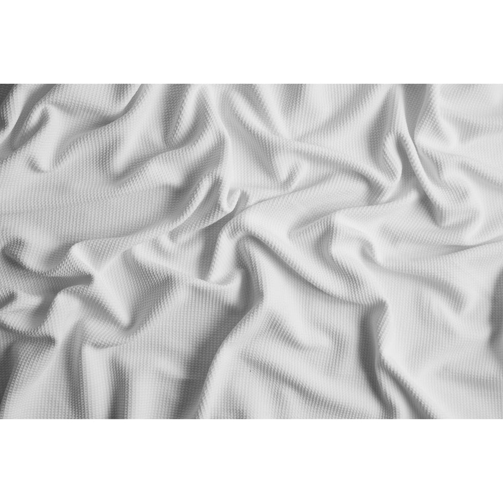 Ecru Stretch Polyester Knit Pique - Folded Ecru Stretch Polyester Knit Pique - Folded