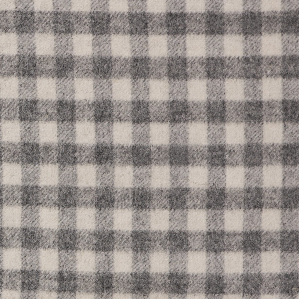 Gray/Off-White Checkered Brushed Wool Coating w/ Gray Fleece Backing Gray/Off-White Checkered Brushed Wool Coating w/ Gray Fleece Backing