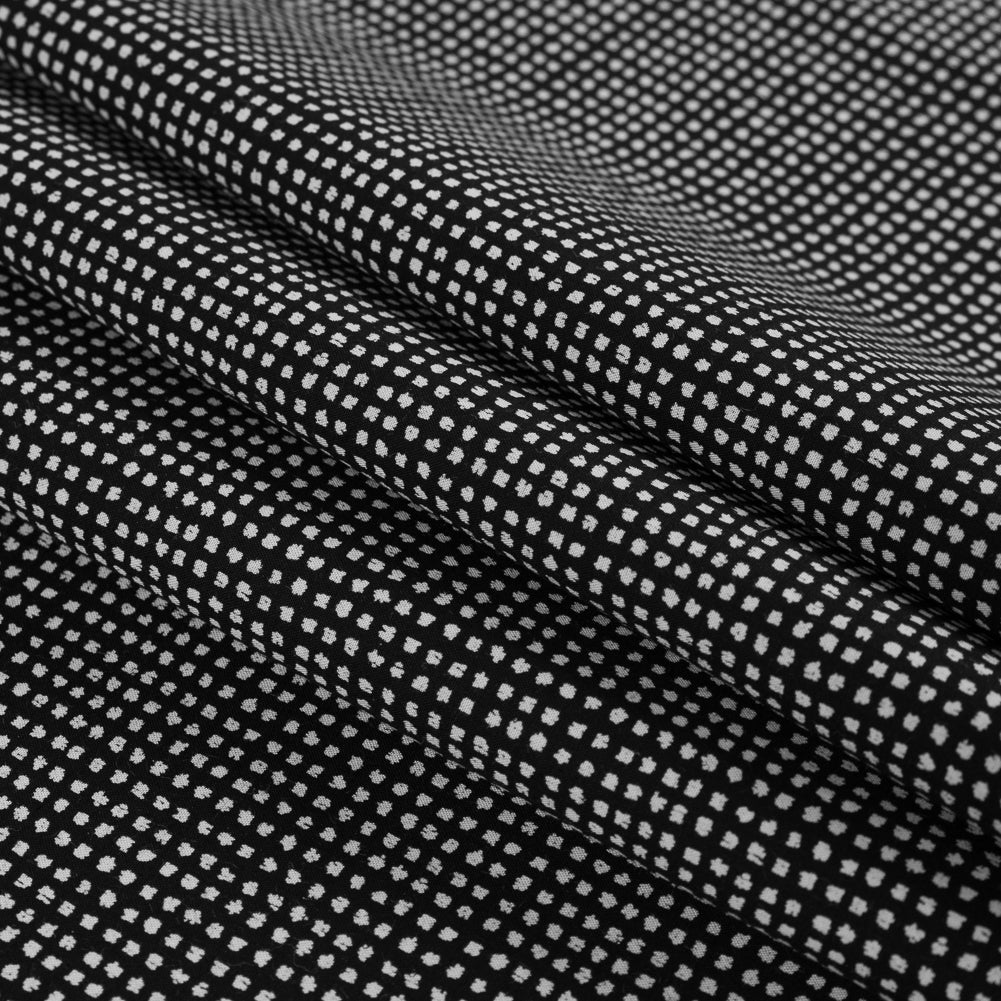 Black and White Spotted Cotton Poplin - Folded Black and White Spotted Cotton Poplin - Folded