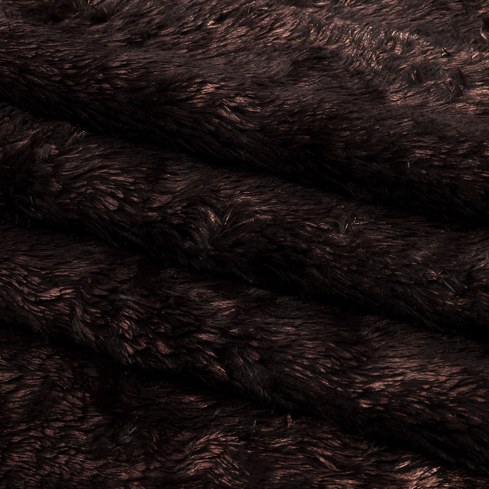 Dark Brown and Bronze Foiled Short Pile Faux Fur Folded Dark Brown and Bronze Foiled Short Pile Faux Fur Folded