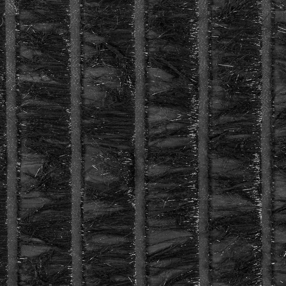 Black Metallic Eyelash Fringed Novelty Woven Black Metallic Eyelash Fringed Novelty Woven