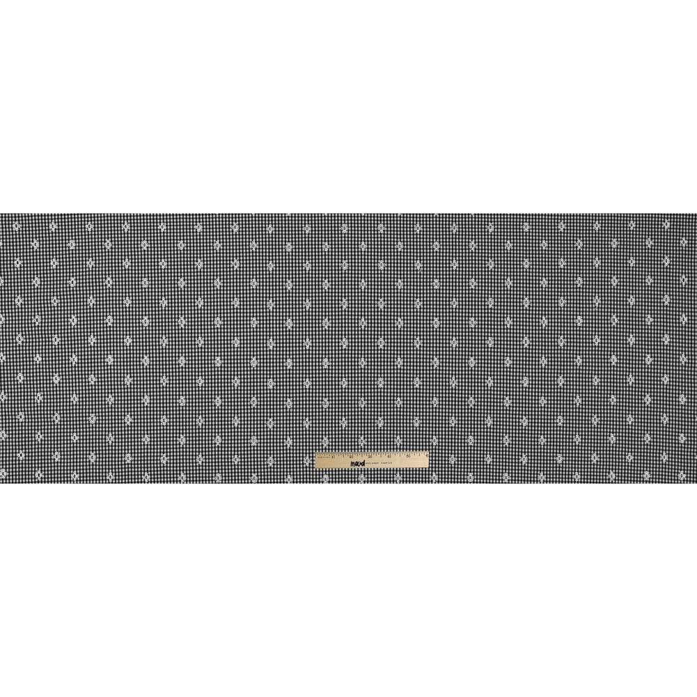 Embroidered Cotton Eyelet with a Gingham Printed Backdrop - Folded Embroidered Cotton Eyelet with a Gingham Printed Backdrop - Folded