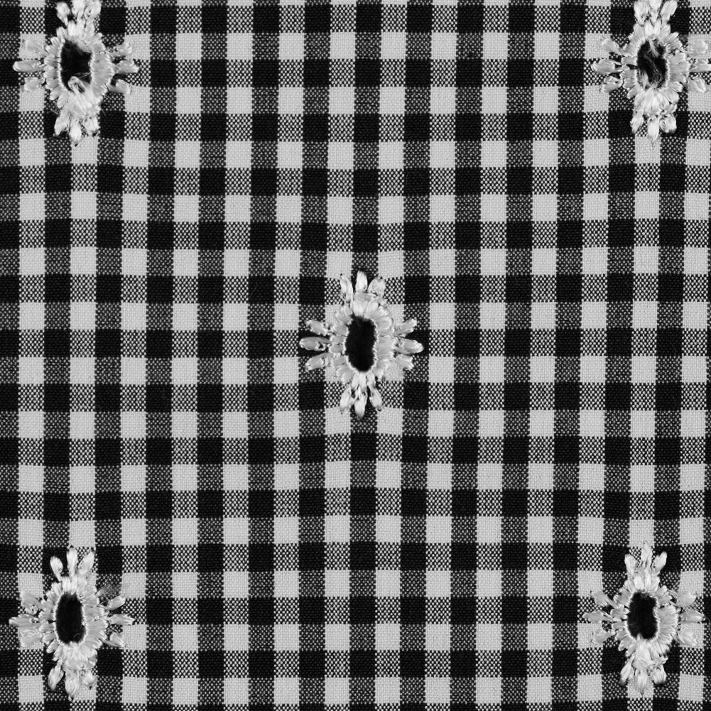 Embroidered Cotton Eyelet with a Gingham Printed Backdrop - Full Embroidered Cotton Eyelet with a Gingham Printed Backdrop - Full