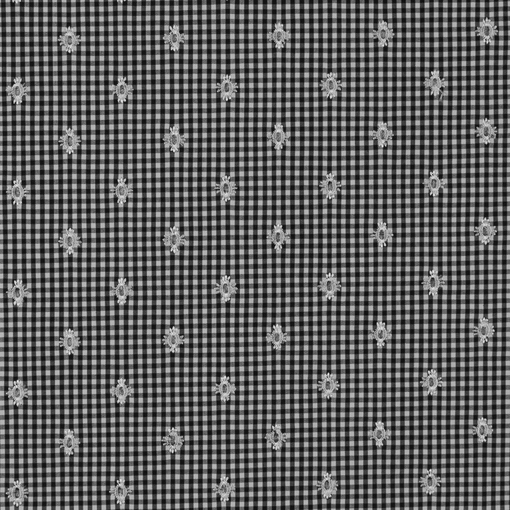 Embroidered Cotton Eyelet with a Gingham Printed Backdrop Embroidered Cotton Eyelet with a Gingham Printed Backdrop