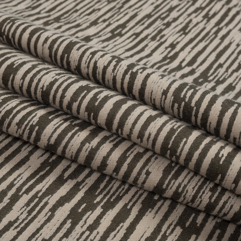 Beige and Olive Striated Wool Jacquard Folded Beige and Olive Striated Wool Jacquard Folded
