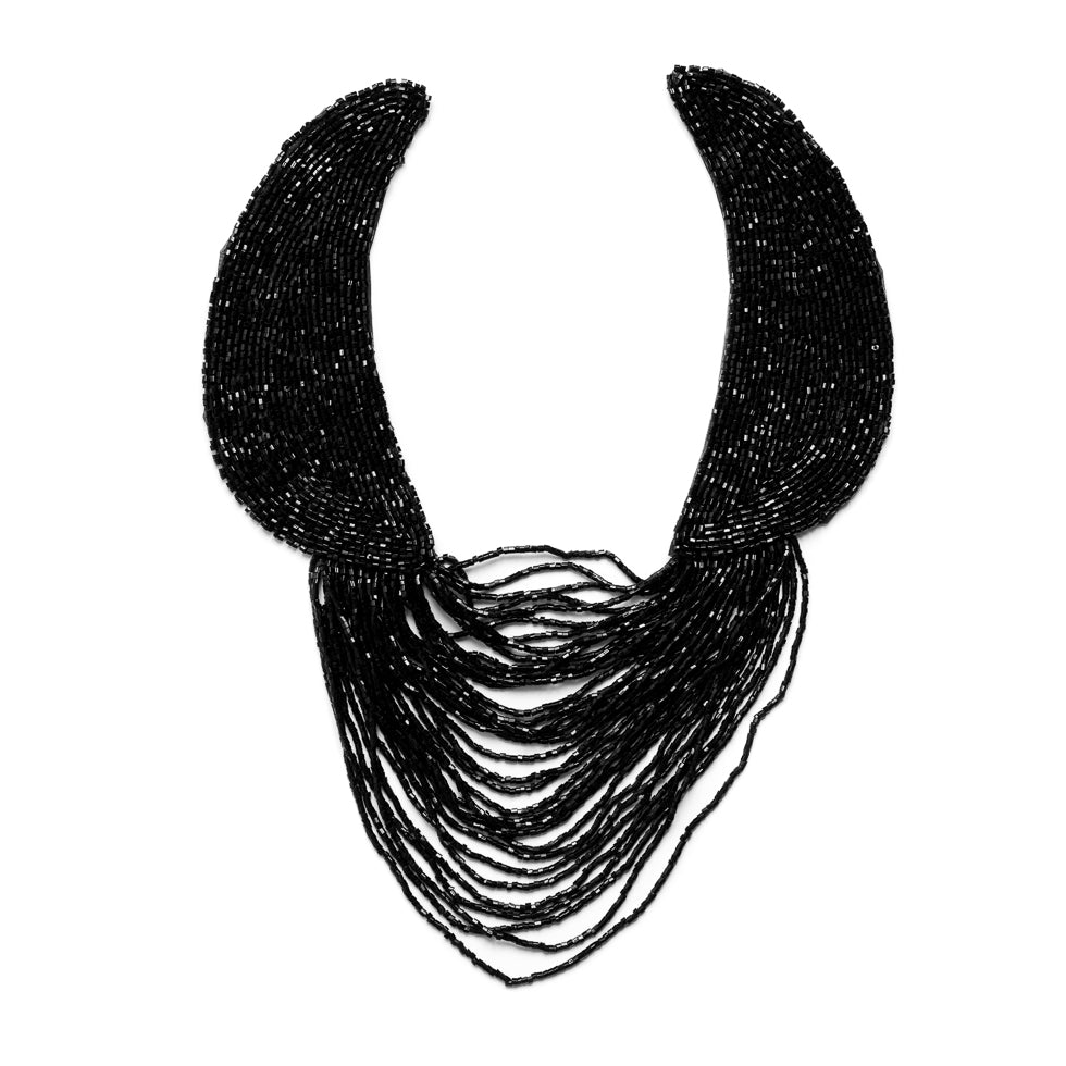 Black Beaded Neck Piece - 14.5 Black Beaded Neck Piece - 14.5