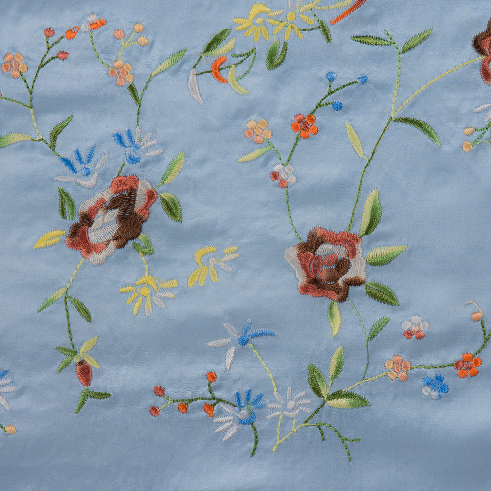 Powder Blue Floral Embroidered Silk Woven Powder Blue Floral Embroidered Silk Woven