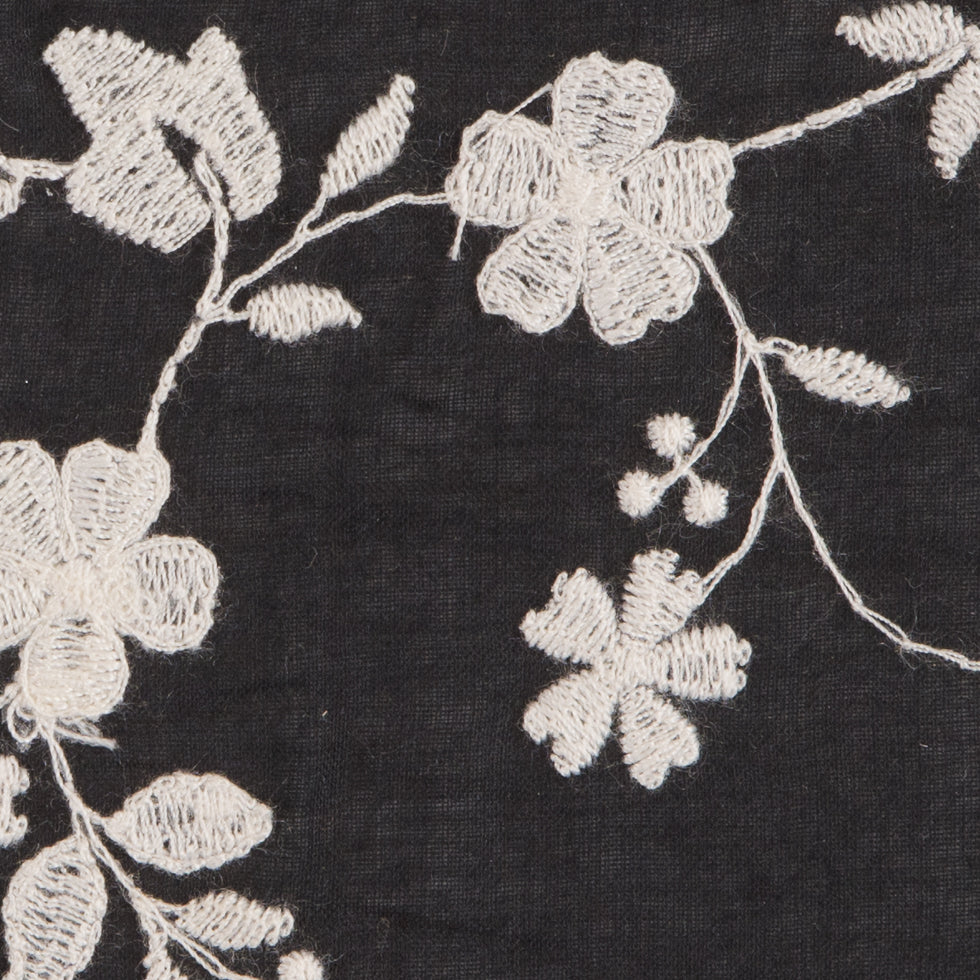 Black/White Floral Embroidered Cotton Voile Detail Black/White Floral Embroidered Cotton Voile Detail