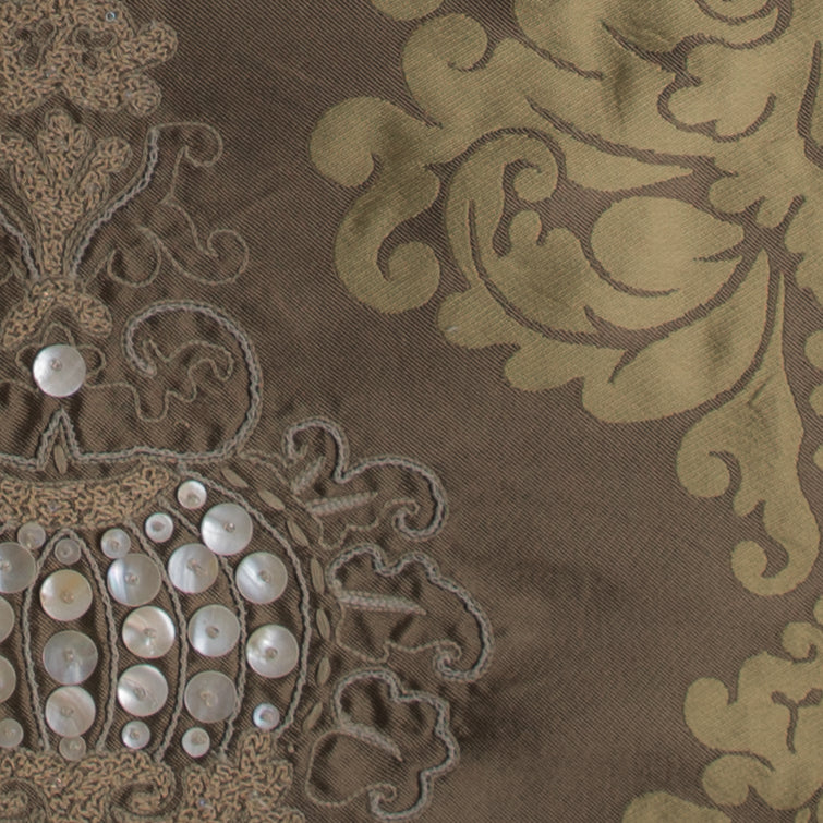 Elmwood Green Embroidered Silk Twill Brocade - Detail Elmwood Green Embroidered Silk Twill Brocade - Detail
