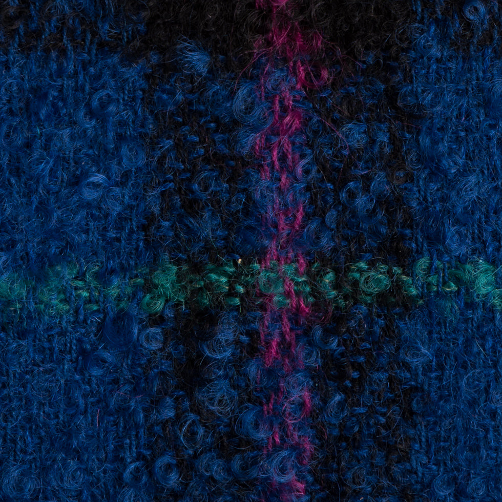 Imperial Blue/Fuchsia Plaid Wool Mohair Detail Imperial Blue/Fuchsia Plaid Wool Mohair Detail