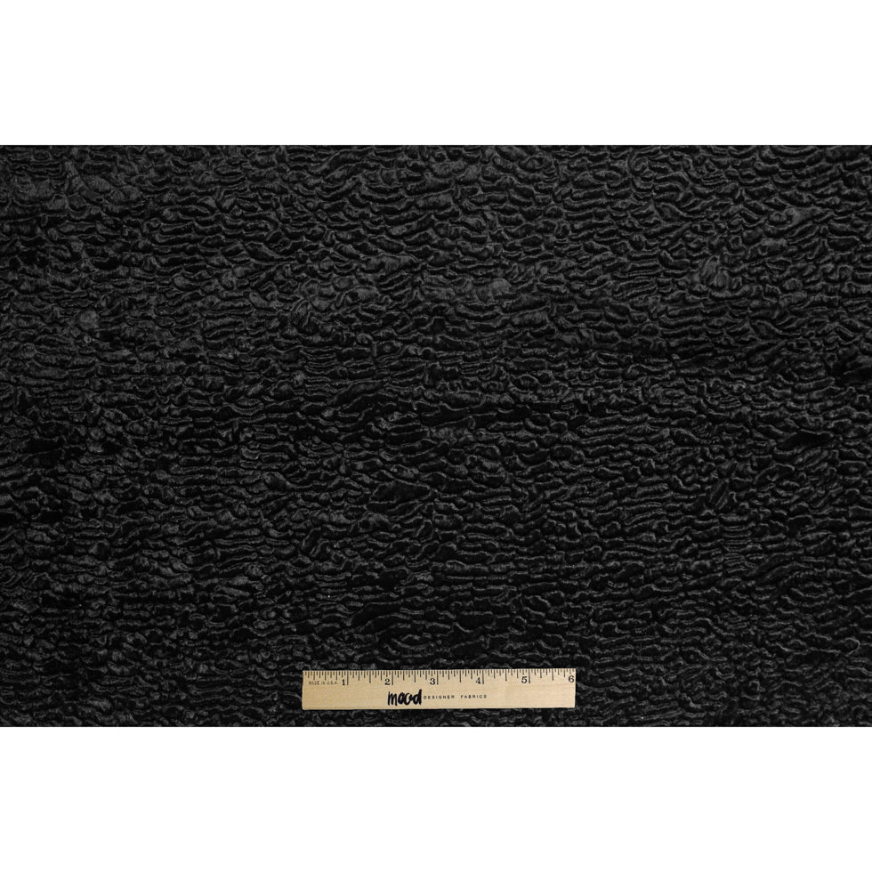 Faux Persian Lamb Fur - Black Folded Faux Persian Lamb Fur - Black Folded