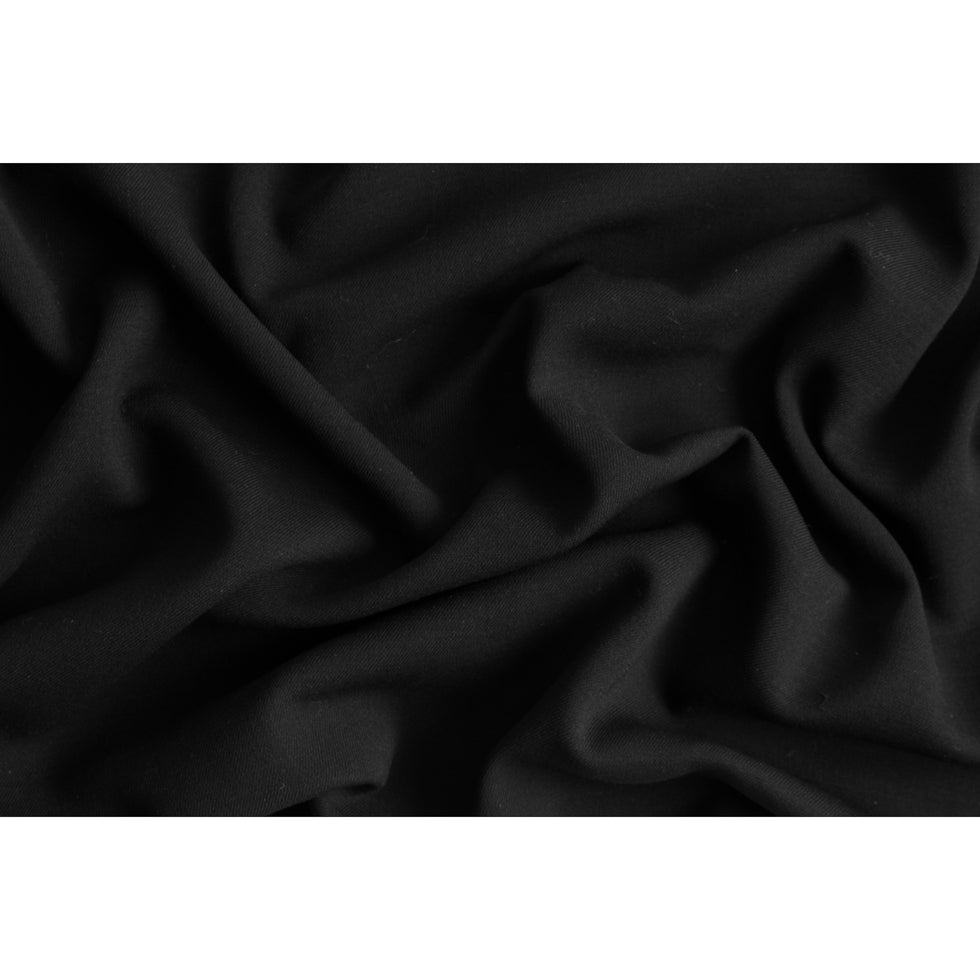 Italian Black Wool Double Cloth Twill/Crepe - Folded Italian Black Wool Double Cloth Twill/Crepe - Folded