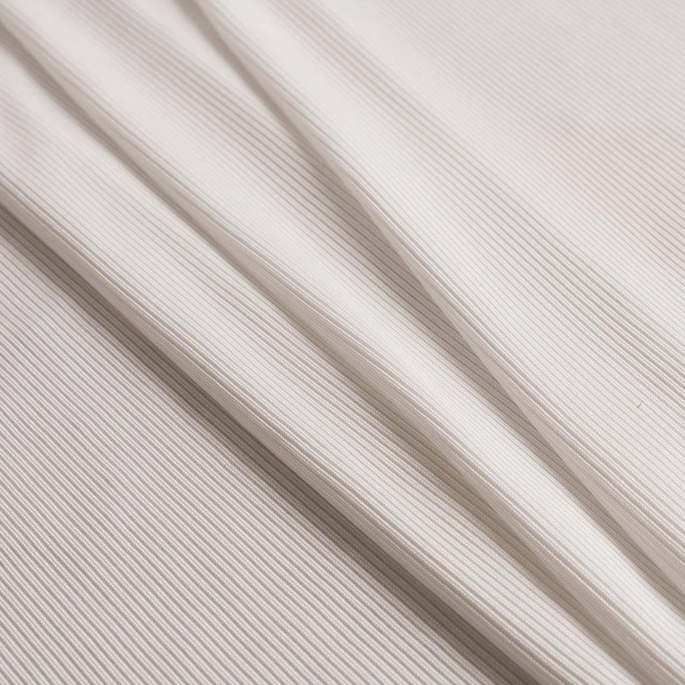 Italian White Creme Stretch Viscose Ribbed Knit Folded Italian White Creme Stretch Viscose Ribbed Knit Folded