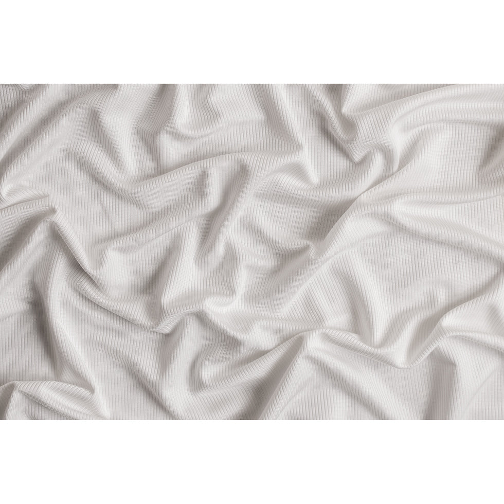 Italian White Creme Stretch Viscose Ribbed Knit Full Italian White Creme Stretch Viscose Ribbed Knit Full