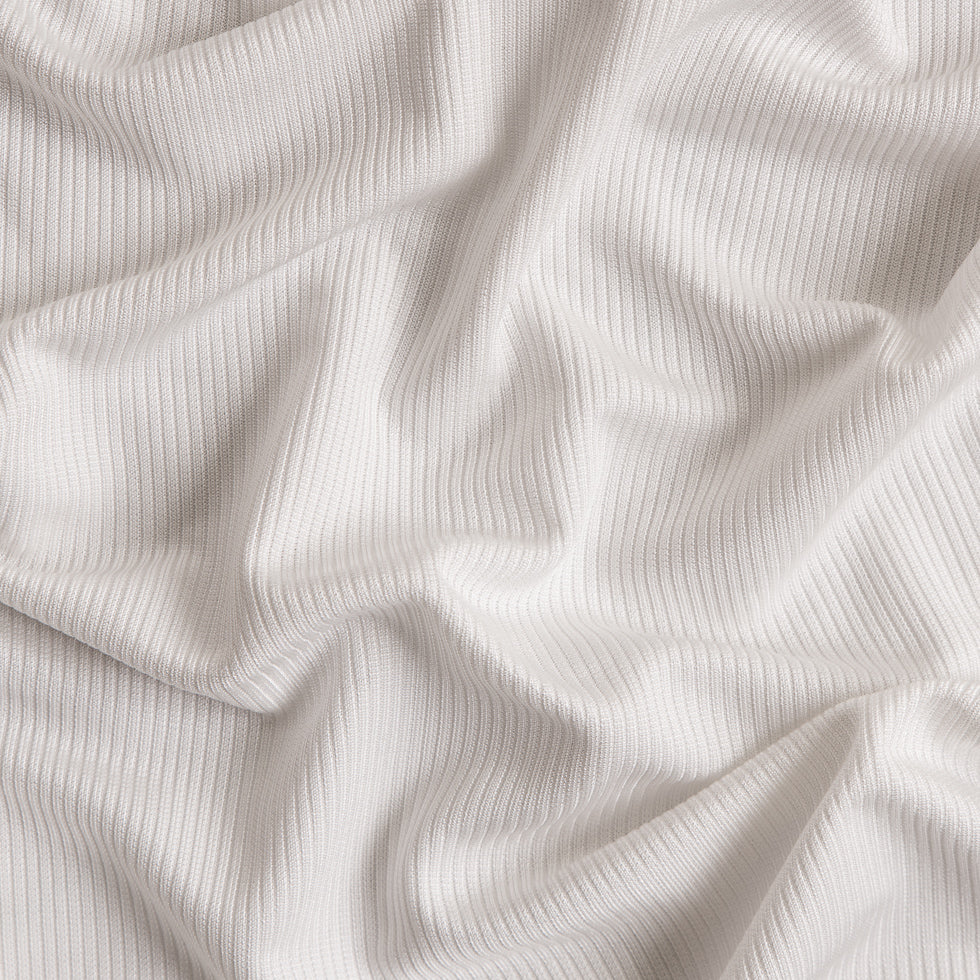 Italian White Creme Stretch Viscose Ribbed Knit Italian White Creme Stretch Viscose Ribbed Knit