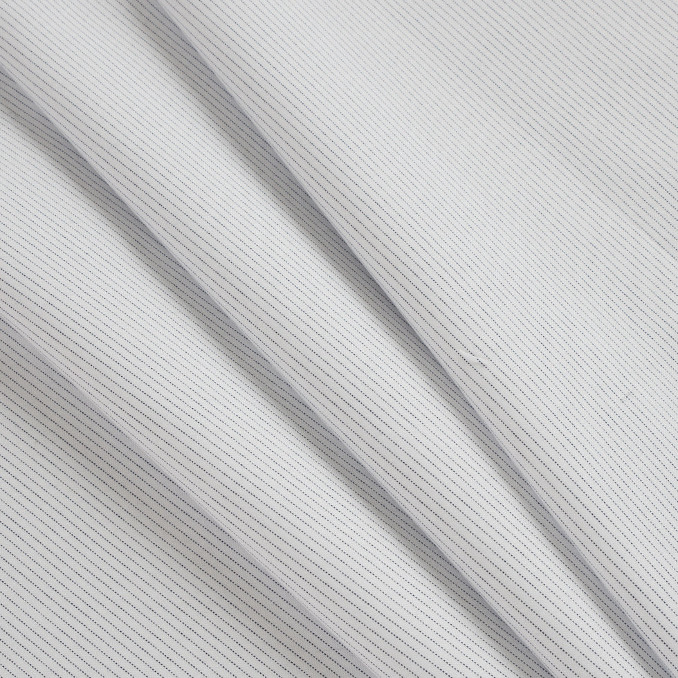 White/Black Pinstripes Cotton Shirting Folded White/Black Pinstripes Cotton Shirting Folded