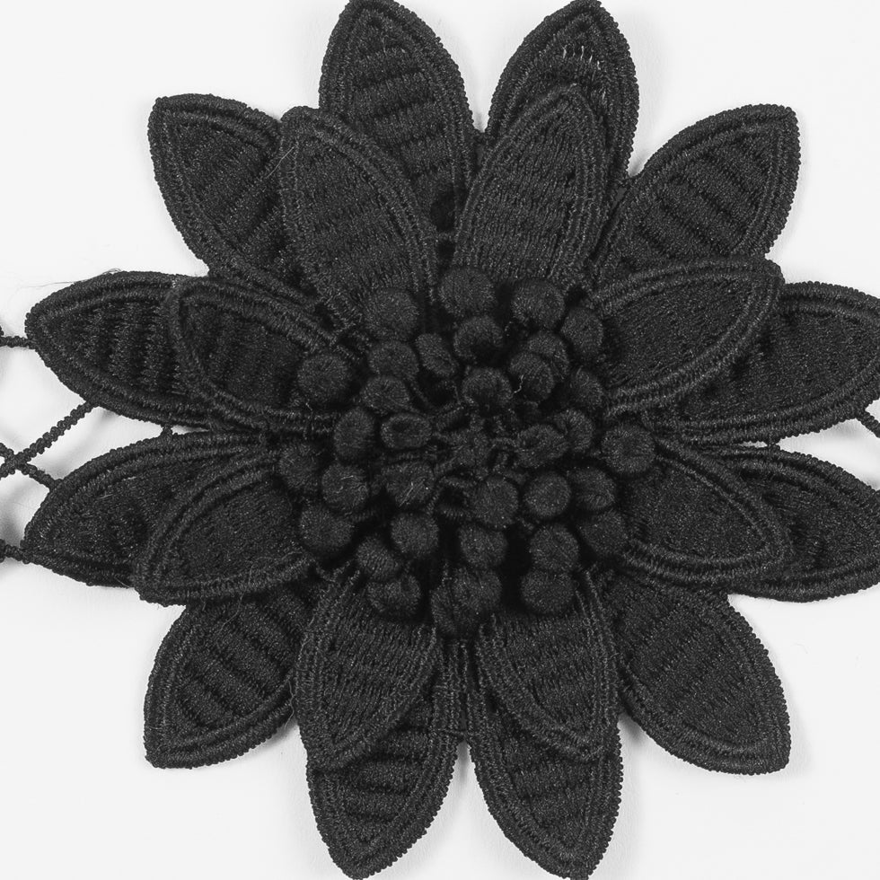 Black 3D Floral Lace Trim - 3.75" Detail Black 3D Floral Lace Trim - 3.75" Detail