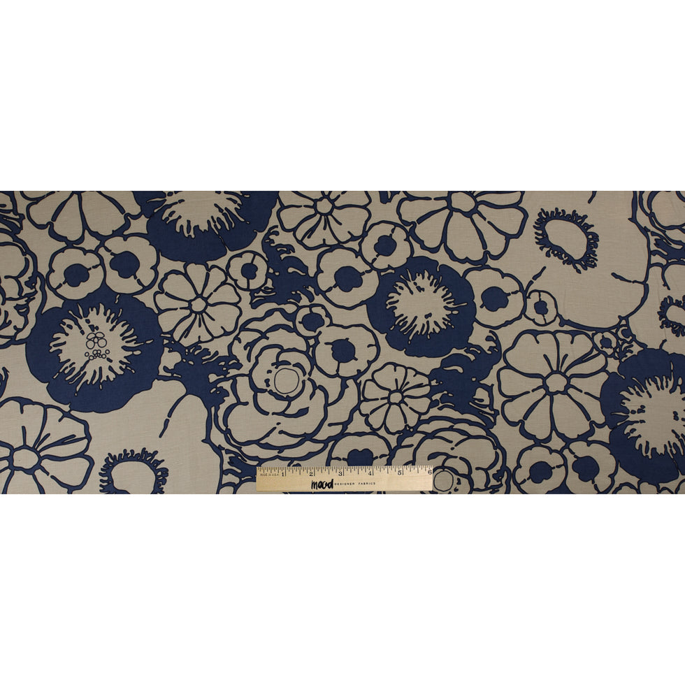 Creme Brulee/Muted Navy Floral Printed Woven - Folded Creme Brulee/Muted Navy Floral Printed Woven - Folded