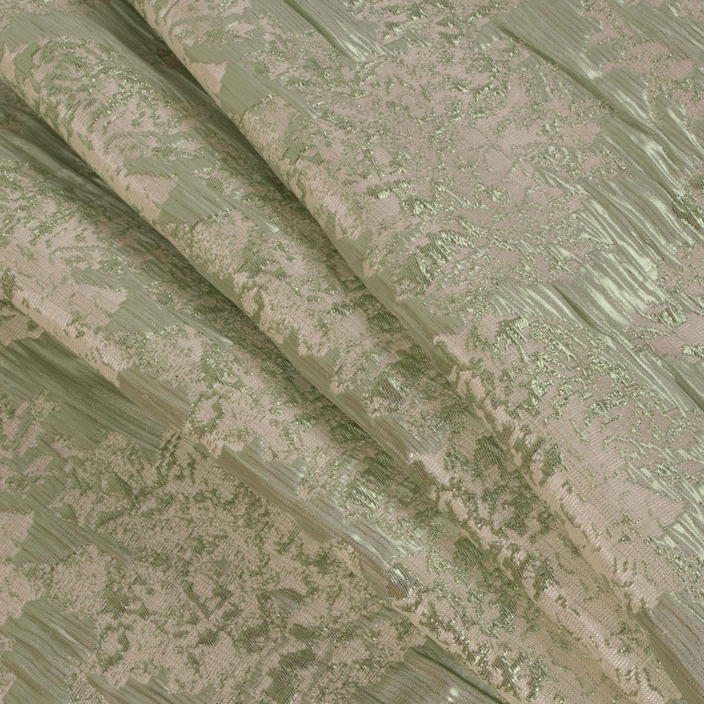 Metallic Green/Ivory Abstract Brocade - Folded Metallic Green/Ivory Abstract Brocade - Folded