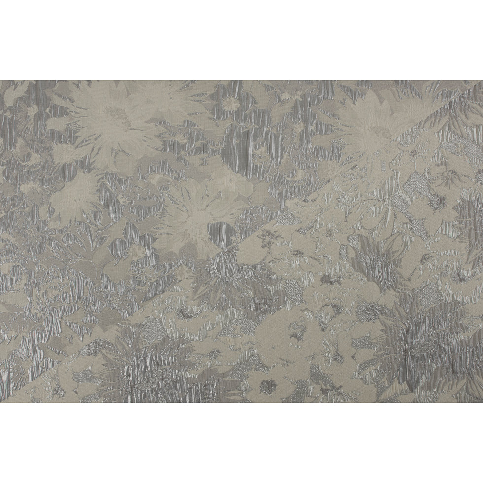 Metallic Silver/Ivory Floral Jacquard Folded Metallic Silver/Ivory Floral Jacquard Folded