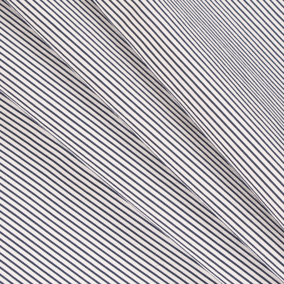 White/Navy Chalk Striped Stretch Cotton Woven Detail White/Navy Chalk Striped Stretch Cotton Woven Detail