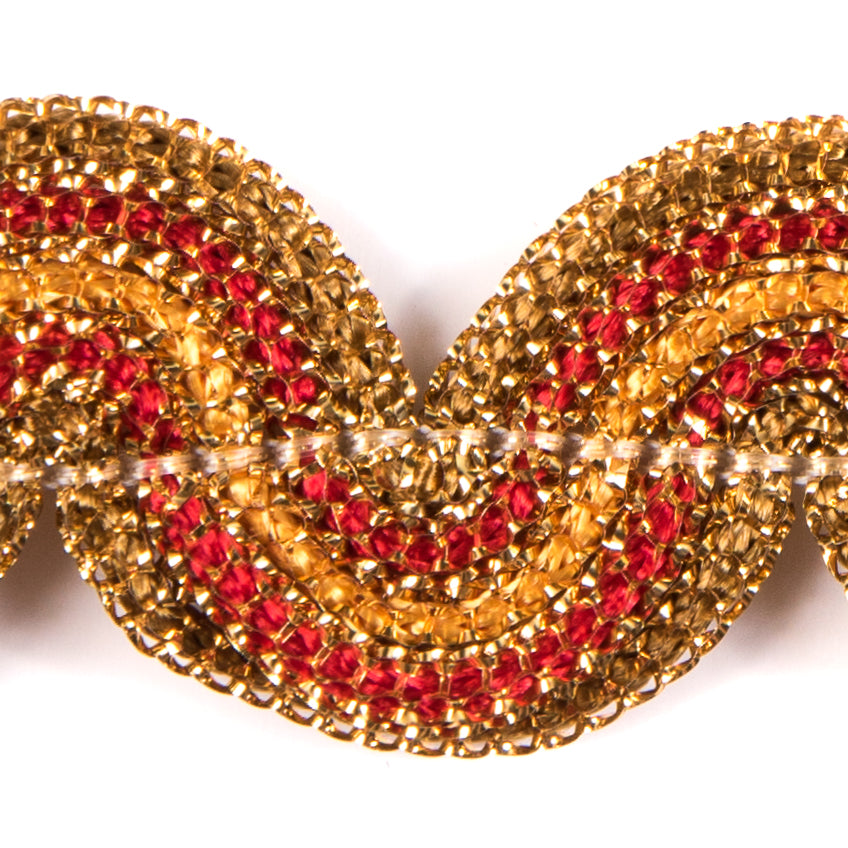 Metallic Gold and Yellow Braided Ric Rac - 1" Detail Metallic Gold and Yellow Braided Ric Rac - 1" Detail