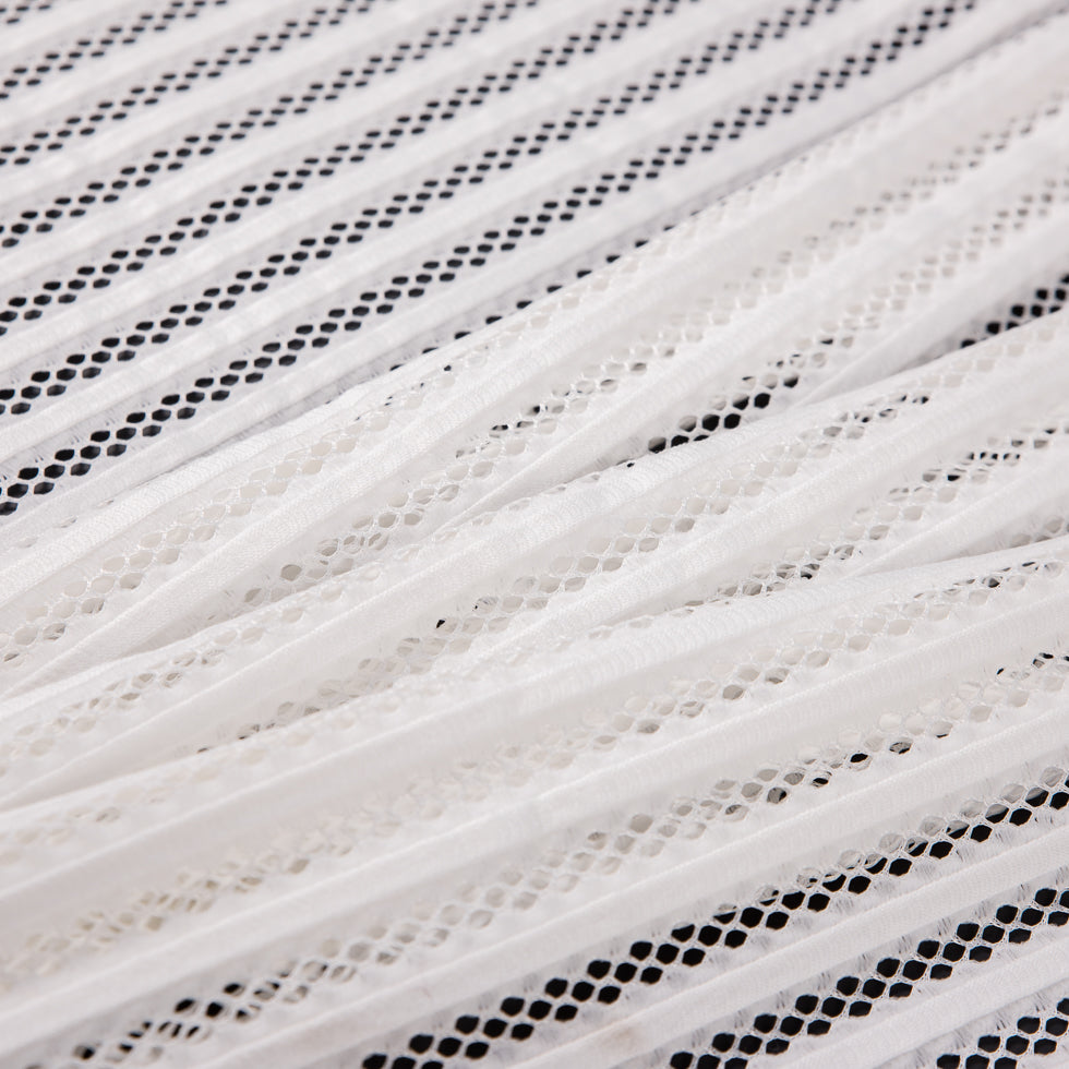 Ecru Ribbed Knit/Novelty Netting - Folded Ecru Ribbed Knit/Novelty Netting - Folded