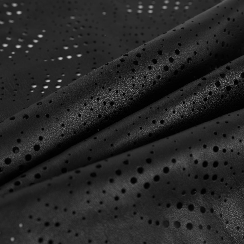 Small Black Abstract Perforated Lamb Leather - Folded Small Black Abstract Perforated Lamb Leather - Folded