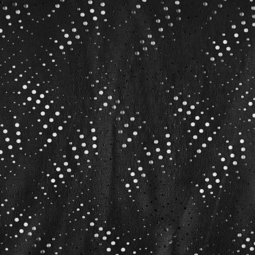 Small Black Abstract Perforated Lamb Leather - Detail Small Black Abstract Perforated Lamb Leather - Detail