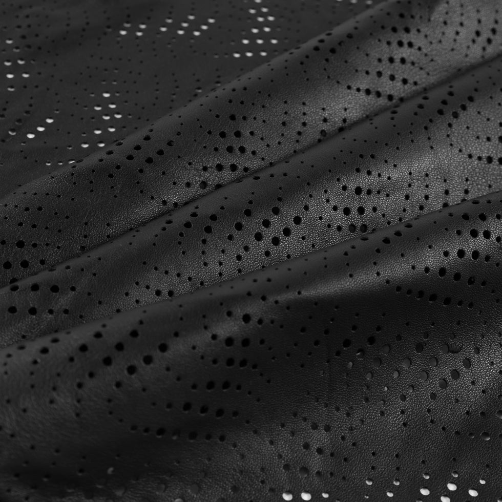 Medium Black Abstract Perforated Lamb Leather Folded Medium Black Abstract Perforated Lamb Leather Folded