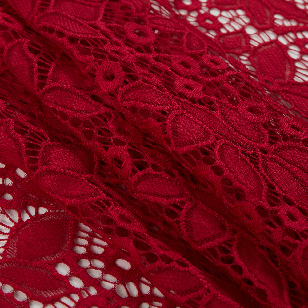 Red Floral Stretch Lace - Detail Red Floral Stretch Lace - Detail