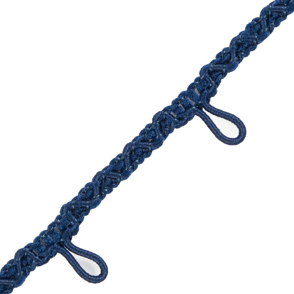 Blue Button Loop Braid - 0.625 - Detail Blue Button Loop Braid - 0.625 - Detail