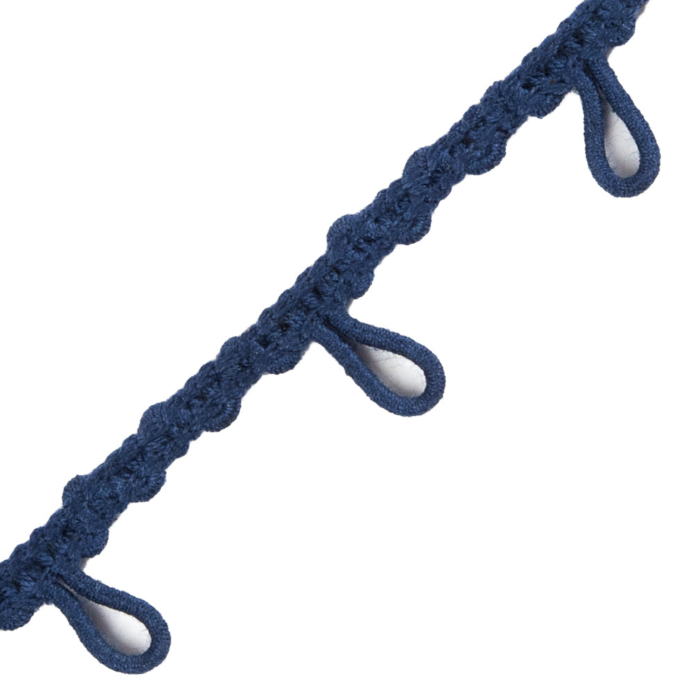 Blue Button Loop Braid - 0.625 - Detail Blue Button Loop Braid - 0.625 - Detail