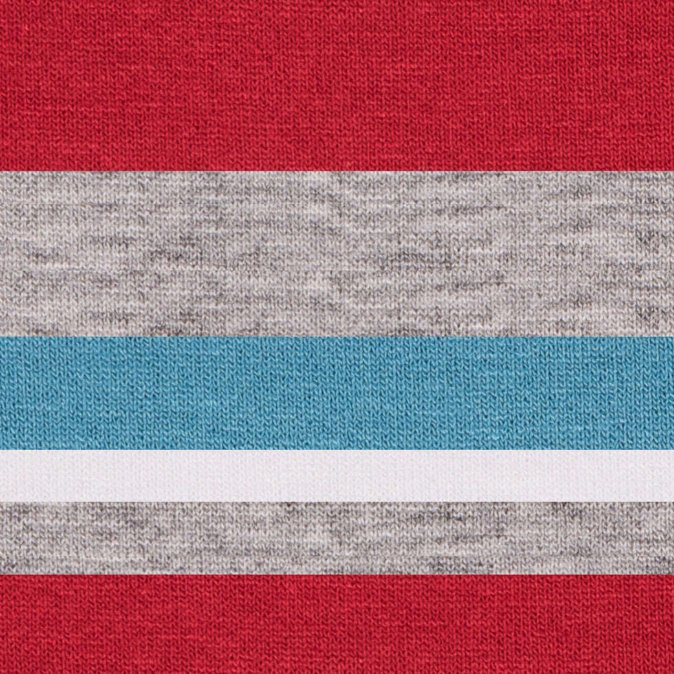 Bulgarian Red/Blue Barcode Striped Stretch Rayon Jersey Knit Detail Bulgarian Red/Blue Barcode Striped Stretch Rayon Jersey Knit Detail