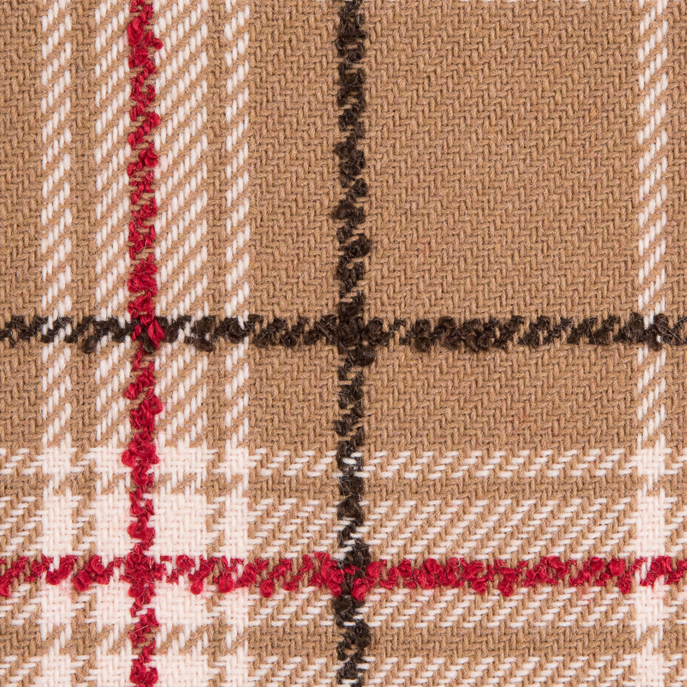 Red/Beige Plaid Wool Twill and Solid Felt Double Cloth - Detail Red/Beige Plaid Wool Twill and Solid Felt Double Cloth - Detail