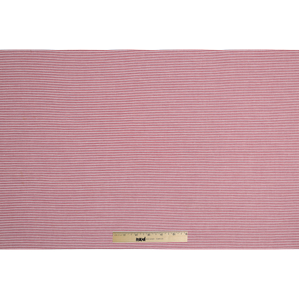 Red/Blue/White Raised Shadow Stripes on Stretch Cotton Woven Full