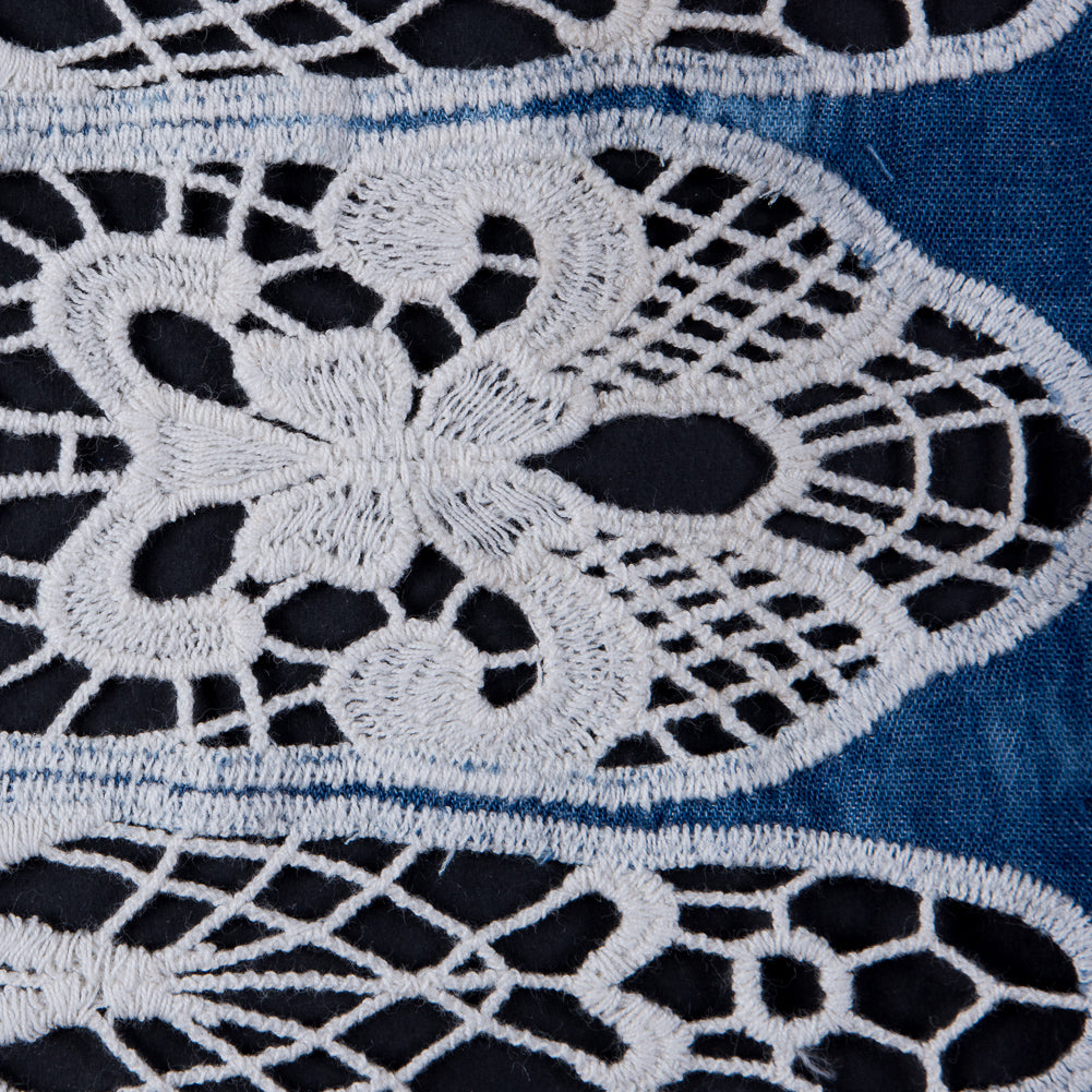 Denim and Ivory Novelty Cotton Lace - Full Denim and Ivory Novelty Cotton Lace - Full