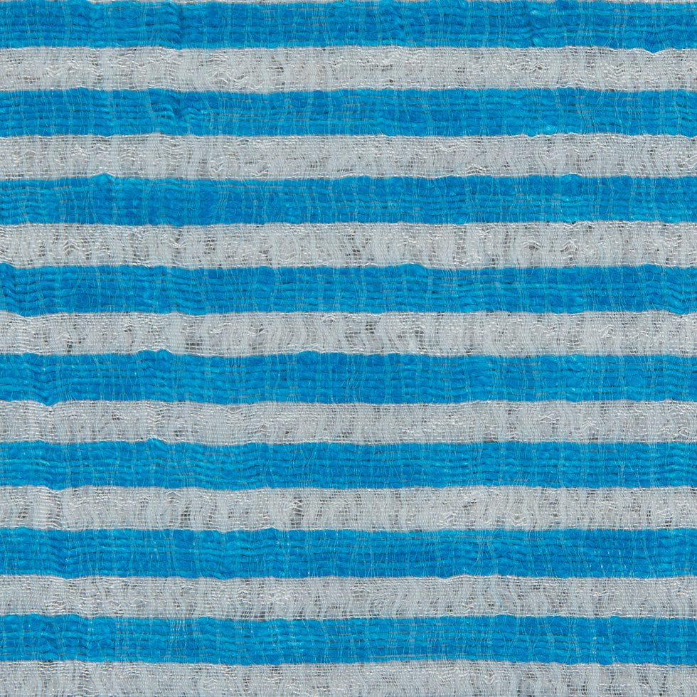 Malibu Blue/White Candy Striped Crinkled Organdy Detail Malibu Blue/White Candy Striped Crinkled Organdy Detail