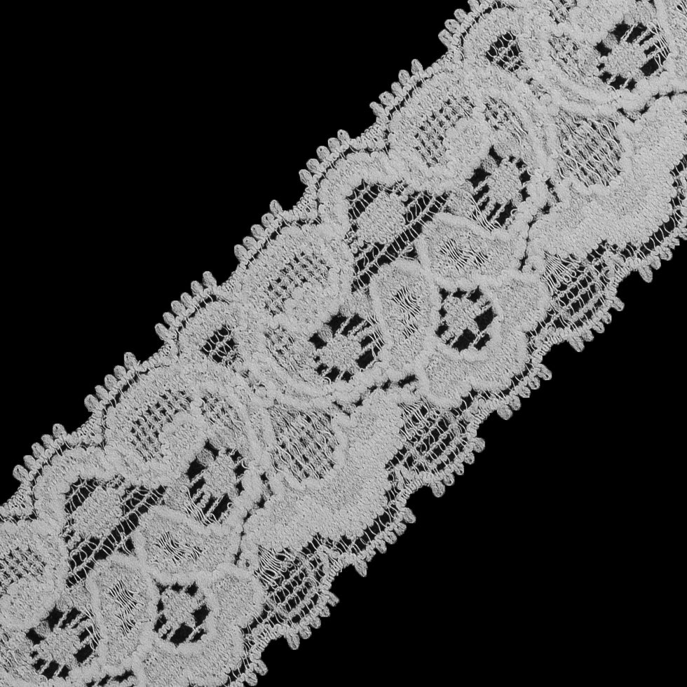 White Stretch Lace Trim - 1" Detail White Stretch Lace Trim - 1" Detail