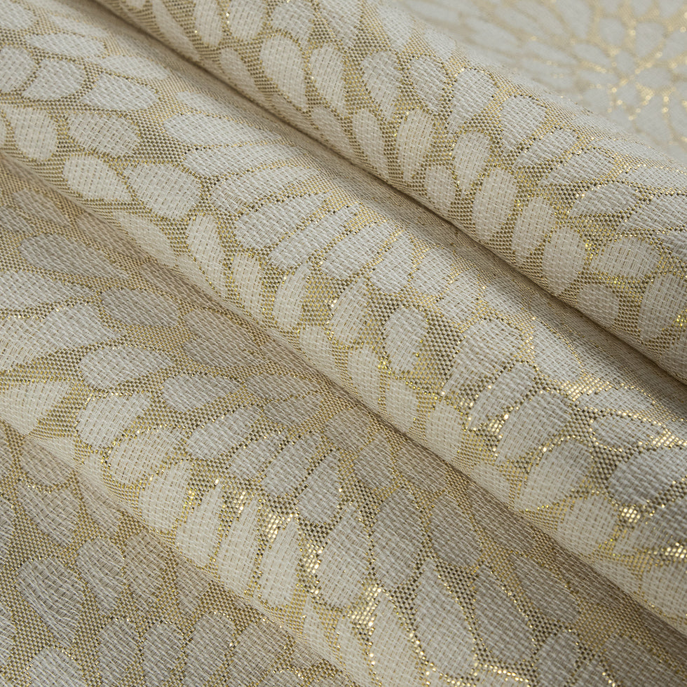Metallic Ivory/Natural Classical Polyester Jacquard/Brocade Folded Metallic Ivory/Natural Classical Polyester Jacquard/Brocade Folded