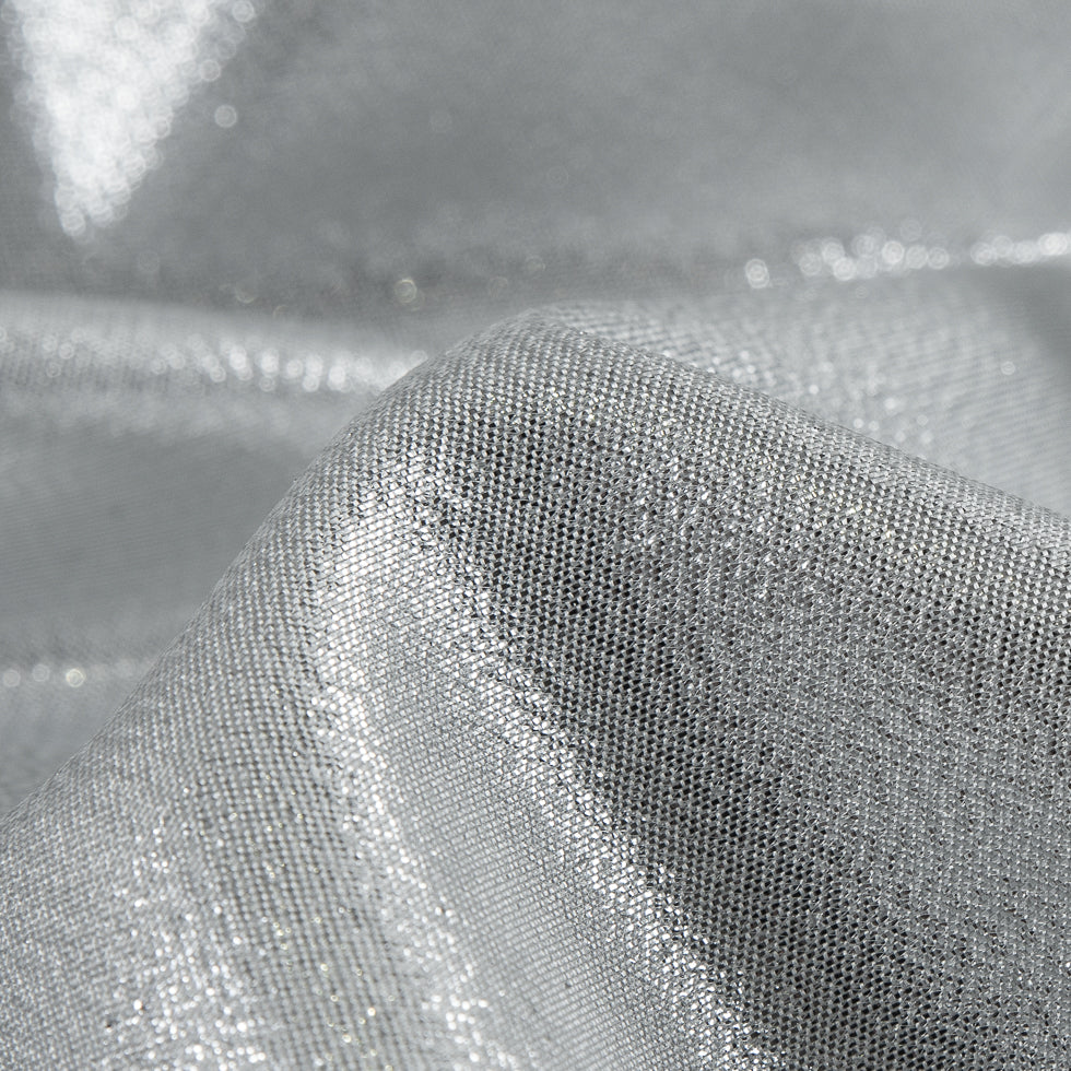 Metallic Polyester Lame - Silver and White Full Metallic Polyester Lame - Silver and White Full