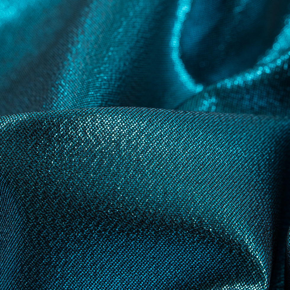 Aqua/Black Metallic Polyester Lame - Full Aqua/Black Metallic Polyester Lame - Full