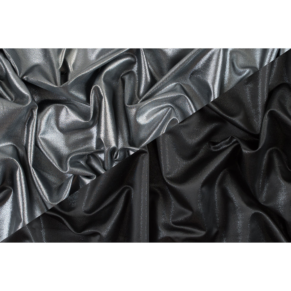 Metallic Polyester Lame - Silver and Black Folded Metallic Polyester Lame - Silver and Black Folded